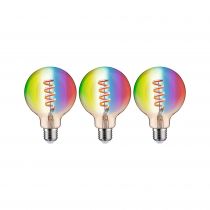 Ampoule LED E27 Filament globe95 Zigbee 6,3W x3 RGBW 470lm 2200-6500K or