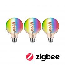 Ampoule LED E27 Filament globe95 Zigbee 6,3W x3 RGBW 470lm 2200-6500K or