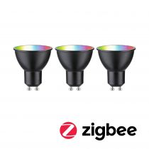 Ampoule LED GU10 Réflecteur Zigbee 4,8W x3 RGBW 350lm 2200-6500K gradable noir