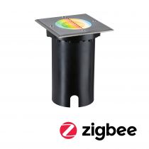 Encastré de sol LED Floor Smart Home Zigbee 3.0  IP67 carré 110x110mm RGBW+ 4,9W 300lm 230V 120° Acier brossé Aluminium
