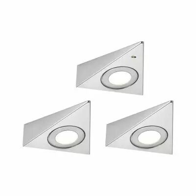 �clairage sous-meubles LED Trias D�tecteur de proximit� Kit de 3 3x2,7W 135x132mm 3x185lm 230/12V  Acier bross�