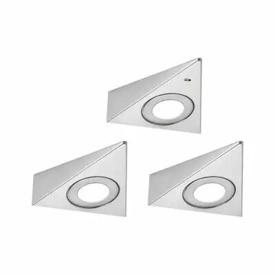 �clairage sous-meubles LED Trias D�tecteur de proximit� Kit de 3 3x2,7W 135x132mm 3x185lm 230/12V  Acier bross�