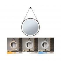 Miroir lumineux LED Mirra IP44  White Switch 750lm 230V 11,5W gradable Noir, Miroir