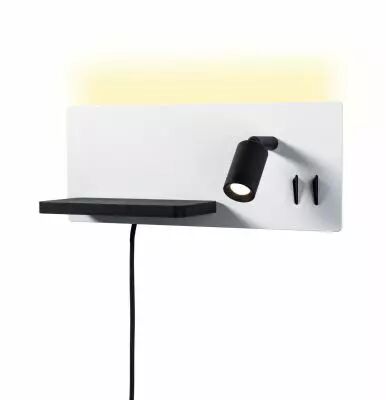Applique LED Serra 2700K 650lm / 200lm 230V 5,5 / 1x2,6W gradable Blanc d�poli, Noir mat