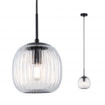 Luminaire en suspension LED Ruya E14 max. 20W Verre, Noir mat