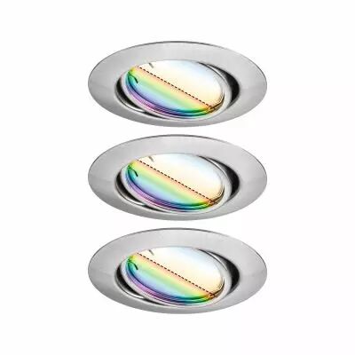 Spot encastr� LED Base Kit de base orientable Smart Home Zigbee 3.0 Coin  rond 90mm 20�  3x4,9W 3x420lm 230V gradable RGBW+ Acie