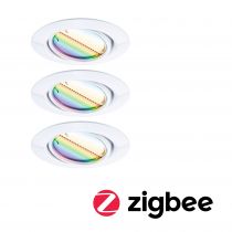 Spot encastré LED Base Kit de base orientable Smart Home Zigbee 3.0 Coin  rond 90mm 20°  3x4,9W 3x420lm 230V gradable RGBW+ Blan