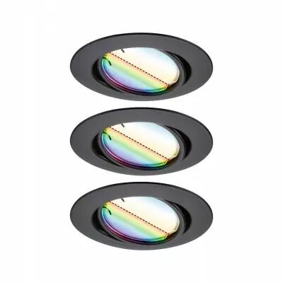Spot encastr� LED Base Kit de base orientable Smart Home Zigbee 3.0 Coin  rond 90mm 20�  3x4,9W 3x420lm 230V gradable RGBW+ Noir