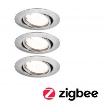 Spot encastré LED Base Kit de base orientable Smart Home Zigbee 3.0 Coin  rond 90mm 20°  3x4,9W 3x430lm 230V gradable 3000K Acie