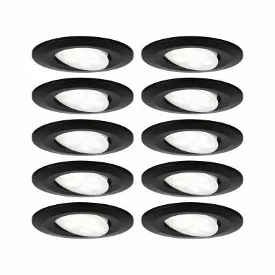 Spot encastr� LED Calla Kit de base orientable IP65 rond 90mm 30�  10x6W 10x500lm 230V  4000K Noir mat