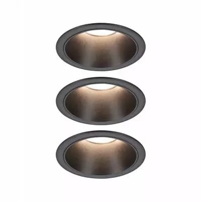 Spot encastr� LED Cole Kit de base Kit de 3 3-Step-Dim Coin IP44 rond 88mm  Coin 3x6W 3x470lm 230V  2700K Noir