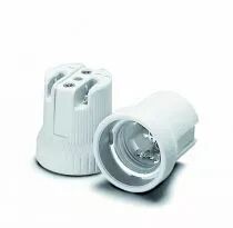 Douille porcelaine E27, 250/5000V 4A T270°C, pour câble 0,5 à 2,5 mm², connexions à vis, 2 inserts métalliques filetés pour vis 
