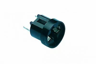 Douille ronde pour lampe W2,1D montage par l'avant, 15x14,5mm, sortie picots pour circuit imprim�, �paisseur face avant 1,5mm (1
