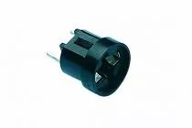 Douille ronde pour lampe W2,1D montage par l'avant, 15x14,5mm, sortie picots pour circuit imprimé, épaisseur face avant 1,5mm (1