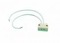 Douille stéatite pour lampes GX5,3, G6,35, GY6,35 T250°C 24V 8A câble 0,50mm²,sortie latérale (126827)
