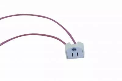 Douille pour lampe G5,3-4,8 pour MR16 � cosses plates 250V 10A T250�C, c�ble silicone 0,75mm� T180�C 140mm, fixation par vis M3 