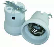 Douille porcelaine E40 500V 16A T300°C, avec équerre métallique et 2 encoches pour vis M5 (126878)