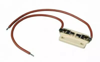 Douille st�atite pour lampe G6,35 et GY6,35 24V 10A, T180�C c�ble silicone 0,75mm� T180�C 140mm, fixation par vis M3 (126898)