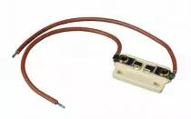 Douille stéatite pour lampe G6,35 et GY6,35 24V 10A, T180°C câble silicone 0,75mm² T180°C 140mm, fixation par vis M3 (126898)
