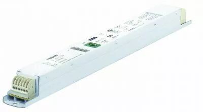 Ballast �lectronique gradable DALI, pour 4 lampes G13/T8 18W - 360X40X28mm, borniers � clips et incision, 12 fils (127079)