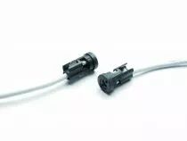 Douille miniature G4, 24V 4A T220°C, câble 0,75mm² 12,5cm, montage encastré dans tube diamètre 7,7-7,8mm, + contact de terre (12