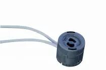 Douille stéatite / PPS GX8,5 250V 2A T220°C, 31X30mm, câble 250mm, sortie des câbles par le coté, double isolation (127328)