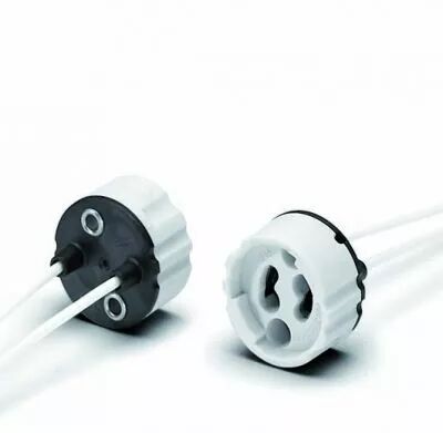 Douille st�atite/PPS GX10, 500/5000V 2A T240�C 28X15mm, sortie des c�bles par l'arri�re, c�ble T250�C 220mm, double isolation (1