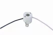 Douille pour lampe culot E10, 250V 75W, T200°C en céramique, avec câble en silicone gaine de verre T180°C 150mm (127339)