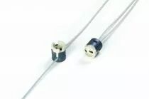 Douille stéatite pour lampe GU6,5 500V 2A T260°C IP20, tension impulsion 2500V, sortie de câble par le coté, fixation par vis M3