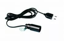 Kit précâblé E14 noir avec équerre 250V 2A T190°C, cordon 2m câble méplat 2x0,75mm² et prise 2 pôles (140006)