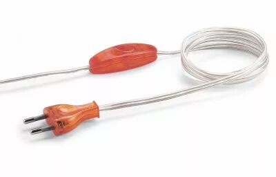 Cordon 2 m avec fiche 2 p�les et interrupteur � main � 1,2m de la fiche, m�plat 2x0,75mm2, d�gain� 21mm d�nud� 7mm, transparent 