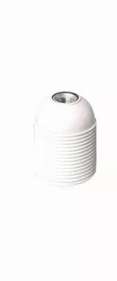 Douille bak�lite filet�e pour E27 250V 2A, mont�e non bloqu�e, blanc verni, filetage m�tallique M10x1 et vis d'antirotation (140