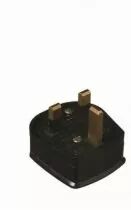 Fiche anglaise à sortie droite, 2 pôles et terre, 250V 13A, noir, BSI pour câble 0,5 à 0,75mm2, avec fusible remplaçable de 3A i