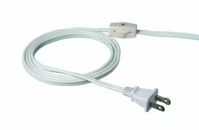Cordon 2,5 m�tres avec fiche 2 p�les US, interrupteur � main rotatif � 2m de la fiche, c�ble SPT2 AWG18, blanc (140144)