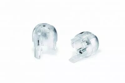Capuchon clipsable pour douille thermopl. E12/E14, filetage M10X1, H=15mm, transparent, filetage dans le plastique et vis de blo