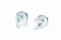 Capuchon à clipser pour douille E14 filetage M10X1 H=15mm, transparent vert avec filetage dans le plastique et vis de blocage de