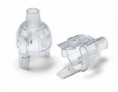 Capuchon � clipser pour douille E14 H=15mm, transparent avec filetage dans le plastique et passage lat�ral du c�ble sur le cot� 