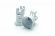 Douille monobloc pour E27, 250V 4A T210°C avec équerre plastique, fixation par Vis M4, connexions automatiques, inclinaison 3 de