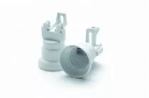 Douille monobloc pour E27, 250V 4A T210°C avec équerre plastique, fixation par Vis M4, connexions automatiques, inclinaison 9 de