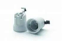 Douille porcelaine pour E27, 250/5000V 4A T270°C, pour câble 0,5 à 2,5 mm²,  avec équerre à ressort (140502)