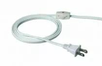Cordon 2 mètres avec fiche 2 pôles Japon, interrupteur à main rotatif à 1,2m de la fiche, câble SPT2 AWG18, blanc (140588)