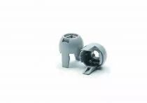 Capuchon clipsable pour douille thermopl. E12/E14 avec filetage M10X1 H=21mm, blanc avec filetage métallique et vis de blocage (