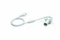 Kit précâblé E14 blanc avec ressort de maintien 250V 2A T210°C, bague, interrupteur unipolaire et fiche européenne, longueur 1m5
