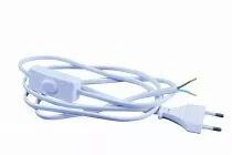 Cordon 2 mètres avec fiche 2 pôles et interrupteur à main à 1,2m de la fiche, méplat 2x0,75mm2, embouts sertis, lové, noir (1406