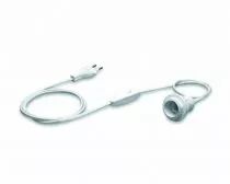 Kit précâblé E14 transparent avec sortie libre du cordon par l'arrière 250V 2A T180°C, bague, interrupteur et fiche européenne, 