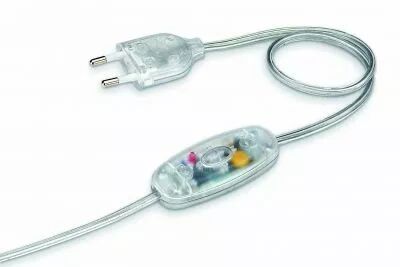 Cordon 2,5m 2 p�les, variateur � main, touche sensitive pour lampe � filament 40 � 160W, � 1,9m de la fiche, m�plat 2x0,75mm2, n