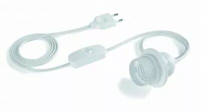 Kit noir E27 T180�C mi-filet�e, bague large, inter. unipolaire, fiche 2 p�les, c�ble plat 2,x0,75mm2 longueur 1m50 (140708)