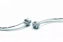 Douille stéatite ronde G5,3/GU5,3/GX6,35/GZ6,35 24V 10A T180°C, câble longueur 550mm, transparent, fixation par trous pour vis M
