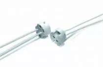 Douille stéatite avec base plate G4/GX5,3/G6,35/GY6,35 24V 10A T300°C, câble diam 1,4mm, 600mm, transparent 0,61mm² T180°C (1411