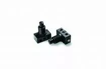 Interrupteur unipolaire noir ON-OFF, à poussoir noir, 21x12,5x h25,5mm, 250V 1A, bornes à vis, bague à commander séparément (142